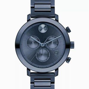 Movado Bold Men’s Swiss Blue Ion Stainless 3600790 Watch Brand New